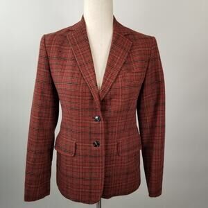 Evan Picone Saks Fifth Ave Rust Red Wool Blazer Jacket Lined Nice! Size M